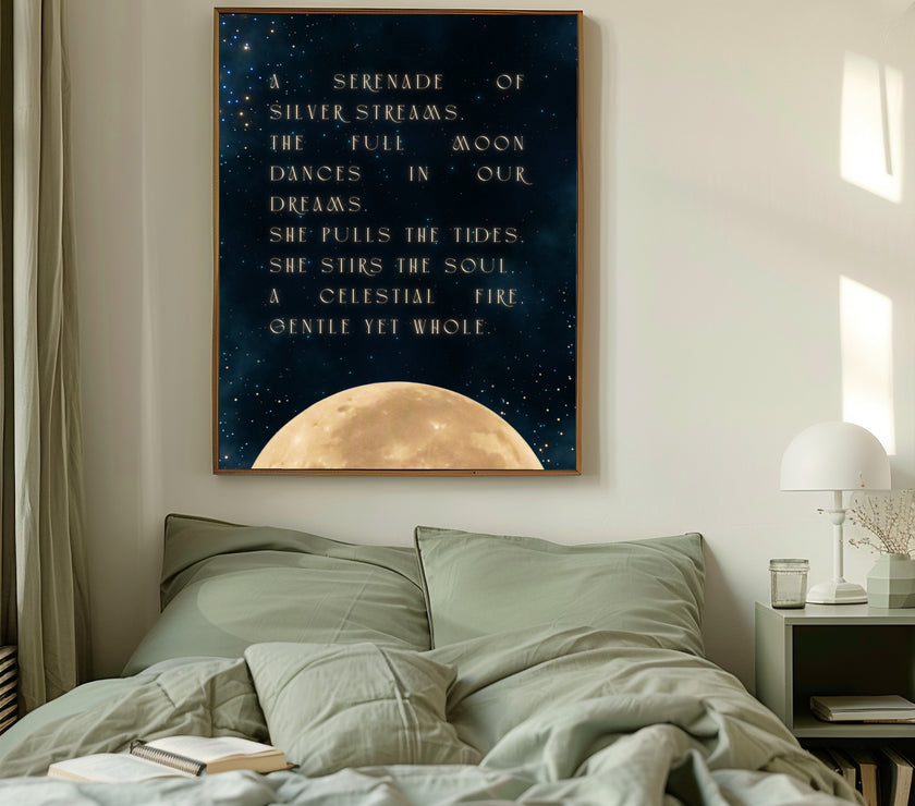 " Blessings From The full Moon " - Poem - Art Poster